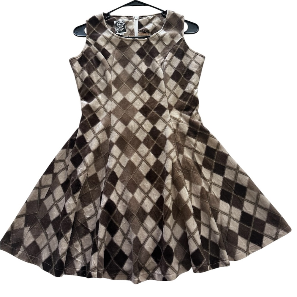 Velvet Argyle Plaid Sleeveless Fit & Flare Dress- Perfect for Fall and winter 🍁